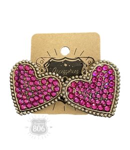 Pink Panache Sparkling Rhinestone Filled Heart Earring - Fuchsia