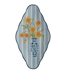 Creative Co-Op Textured Stoneware Plate With Flowers in Vase, 2 Styles