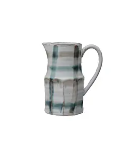 Creative Co-Op Hand-Painted Stoneware Pitcher