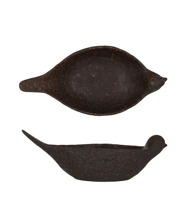 Creative Co-Op Debossed Stoneware Bird Bowl