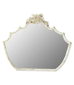 K&K Interiors Whitewashed & Gold Ornate Metal Framed Wall Mirror - 28" x 24"