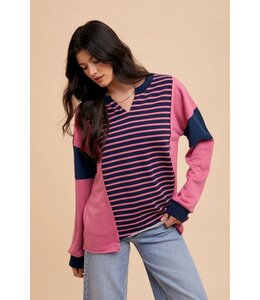 anniewear Striped Color Block Oversized Sweatshirt
