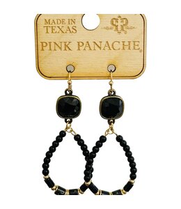 Pink Panache Black Beaded Teardrop Earring
