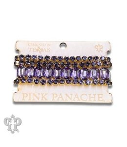 Pink Panache Gold and Purple Rhinestone Curvy Stretch Bracelet