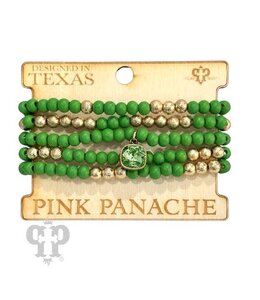 Pink Panache Green Wood Bead Bracelet Set