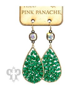 Pink Panache Green Woven Bead Teardrop Earring