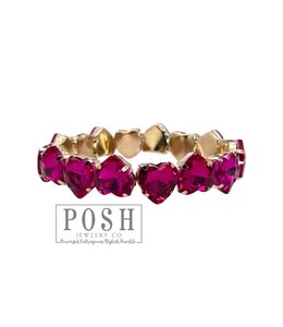 Pink Panache Fuchsia Heart Rhinestone Stretch Bracelet