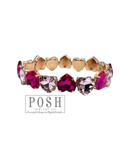 Pink Panache Pink Heart Rhinestone Stretch Bracelet