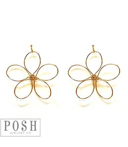 Pink Panache Gold Wire Wrapped Flower Earring