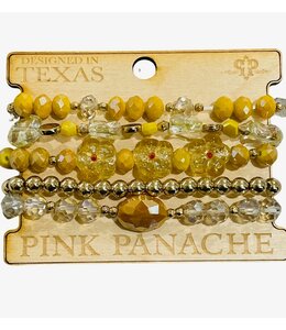 Pink Panache Yellow and Gold Beaded Bracelet Stack