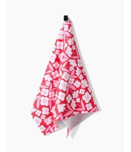Geometry Pink Blooms Tea Towel