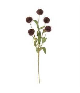 K&K Interiors Dark Brown  Pompom Pick With Green Eva Leaves
