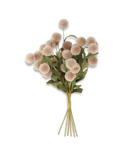 K&K Interiors Tan Pompom Pick With Green Eva Leaves