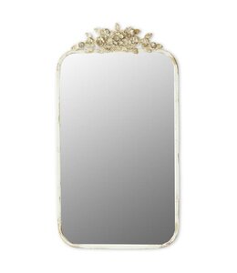 K&K Interiors Rectangular Whitewashed & Gold Metal Framed Wall Mirror
