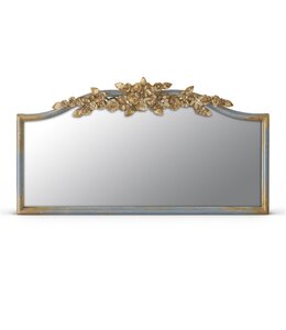 K&K Interiors Blue & Gold Distressed Ornate Metal Wall Mirror - 28" x 15"