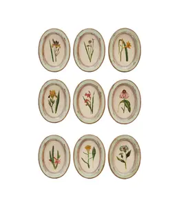 Creative Co-Op Wood Framed Glass Wall Décor with Flower, 9 Styles