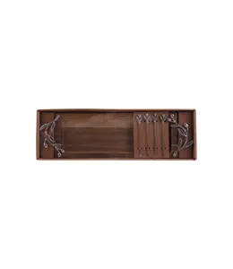 Creative Co-Op Wood Tray with 4 Appetizer Picks, Boxed Set of 5