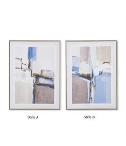 K&K Interiors Framed Gray Blue & Gold Foil Abstract Canvases (31.5H x 23.5W)
