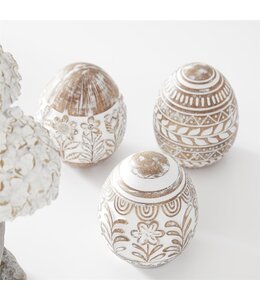 K&K Interiors Whitewashed Floral Carved Resin Easter - 3 Styles