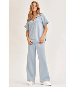 Dear Scarlett Short Sleeve Quarter Zip + Pants Modal Set