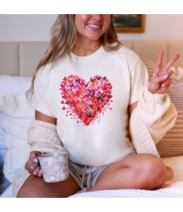 Fox and Owl Paint Brush Hearts Cream Love Spring Graphic Tee