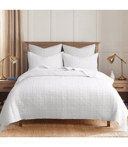 Levtex Melange White Stitch Quilt Set Full/Queen