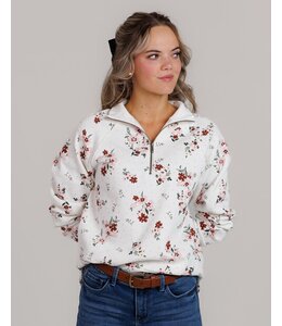 Downeast Vintage Floral Zip Mock Neck