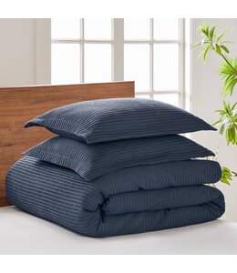 Levtex Cloud Navy Waffle Duvet Set Full/Queen