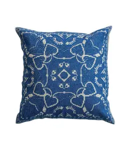 Creative Co-Op Cotton Pillow with Embroidered Design