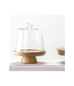 PD HOME Glass Cloche With Wood Base (10")