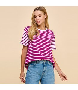 Les Amis Color Block Striped Top