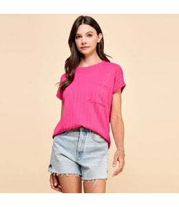 Les Amis Solid Jacquard Top with Pockets