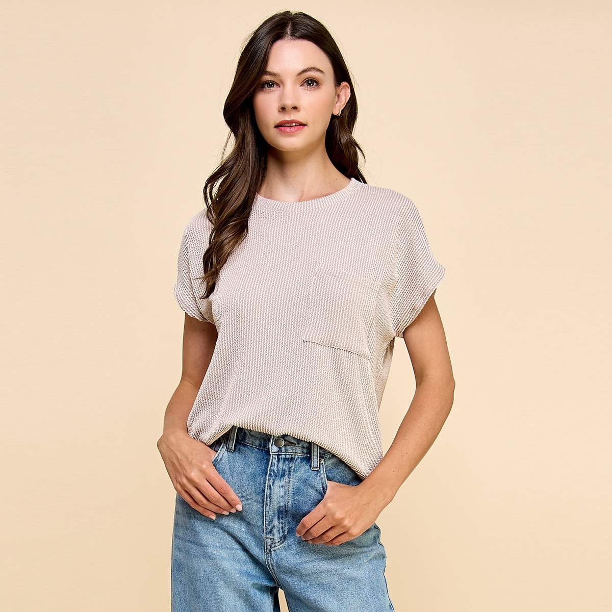 Solid Ribbed Top with Pockets - Miss Daisy's Home & Decor Co