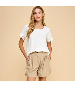 Les Amis Solid Top with Knot Detailed Sleeves