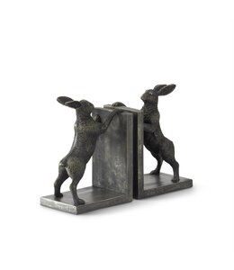 K&K Interiors Black & Gold Resin Rabbit Bookend