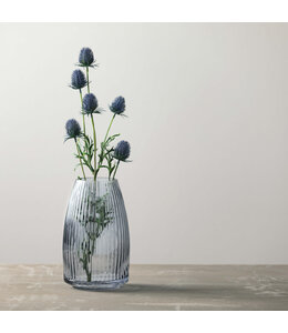 Sullivans Gift Ribbed Blue Gray Glass Vase