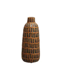 Creative Co-Op Debossed Terra-cotta Vase