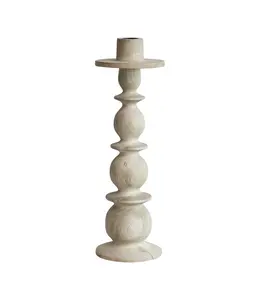 Creative Co-Op Carved Mango Wood Taper Holder