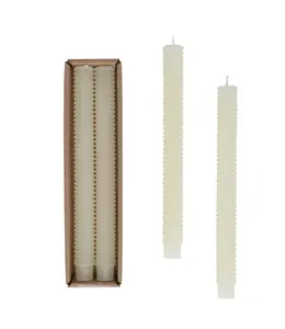 Creative Co-Op Unscented Hobnail Taper Candles in Box, Set of 2