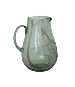 Bloomingville Hand-Blown Recycled Glass Pitcher, Marbled Green & Purple