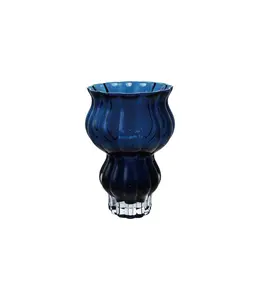 Bloomingville Fluted Cased Glass Vase, Blue