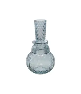 Creative Co-Op Embossed Glass Vase, Blue