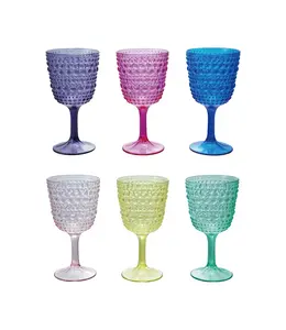 Creative Co-Op Acrylic Stemmed Wine Glass with Raised Dots, 6 Colors