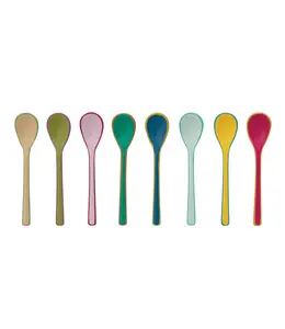 Creative Co-Op Enameled Stainless Steel Salt Spoon with Colored Edge, 8 Styles