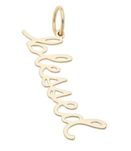 Canvas Style Cursive Script Charm in Shiny Gold