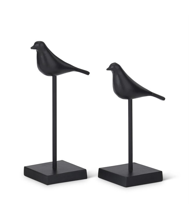 K&K Interiors Set of 2 Black Metal Birds on Spindles