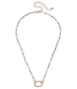 Canvas Style Mini Mazie Rainbow Pearl Charm Necklace Base in Ivory - 15"