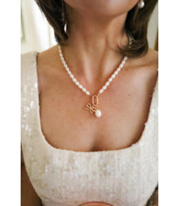 Canvas Style Piper Freshwater Pearl Charm Necklace Base in Ivory