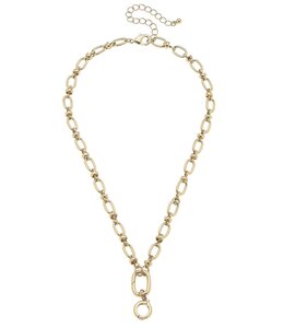 Canvas Style Lilah Cable Link Charm Necklace Base in Shiny Gold
