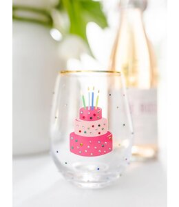 Mary Square Stemless Wine Rhinestone Birthday Cake